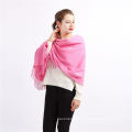 2017 customized design plain print light pink 100% cashmere scarf